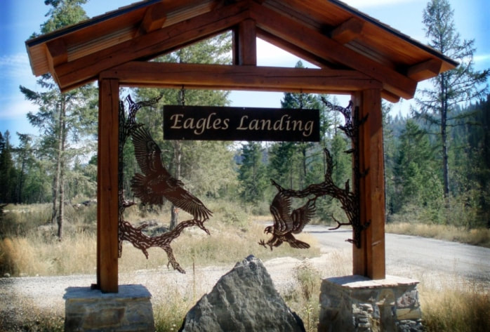 Eagles Landing sign, designed by DXF Design #sign #dxfdesign #dxf #dxfiles #plasma #laser #waterjet #cnc #metalart #silhouette