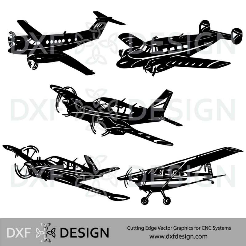 Airplanes DXF File, Silhouette Vector Art for CNC Plasma, Laser or Water Jet Cutting