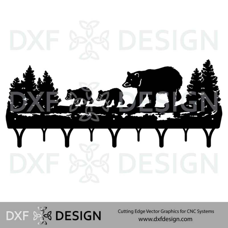 Bears Coat Rack DXF File, Silhouette Vector Art for CNC Plasma, Laser or Water Jet Cutting