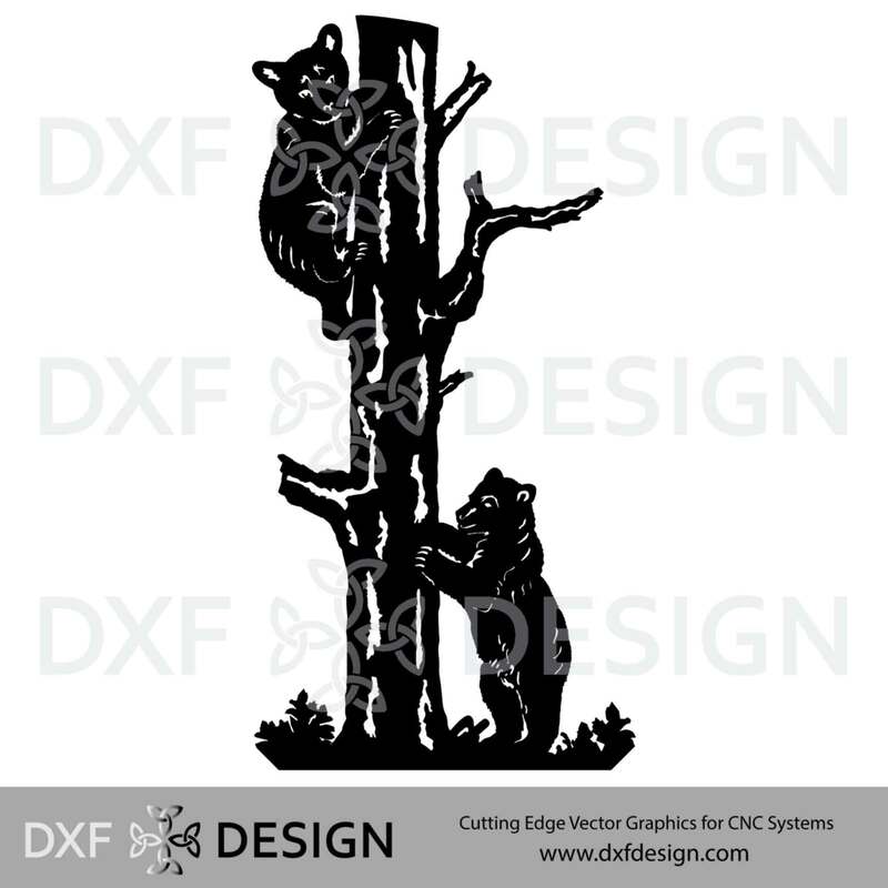 Bear Cubs DXF File, Silhouette Vector Art for CNC Plasma, Laser or Water Jet Cutting