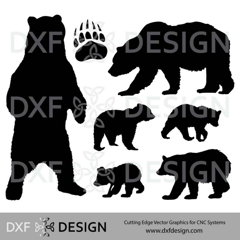 FREE DXF File, Bears Silhouette Vector Art for CNC Plasma, Laser or Water Jet Cutting
