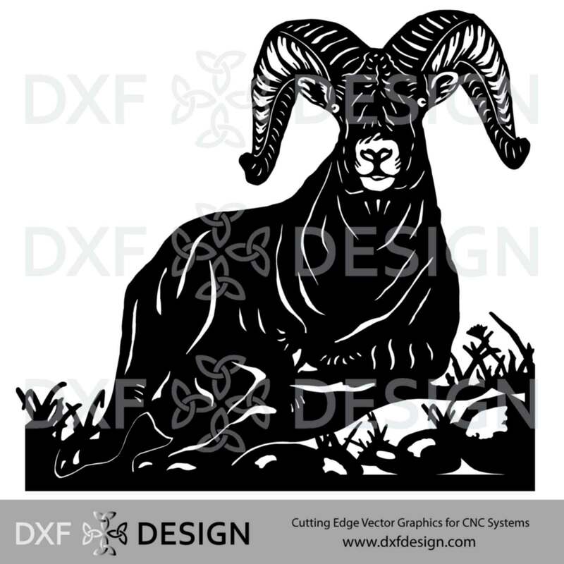Big Horn Ram DXF File, Silhouette Vector Art for CNC Plasma, Laser or Water Jet Cutting