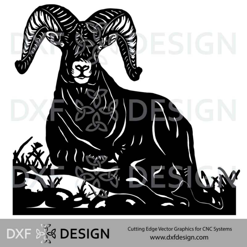 Big Horn Ram DXF File, Silhouette Vector Art for CNC Plasma, Laser or Water Jet Cutting