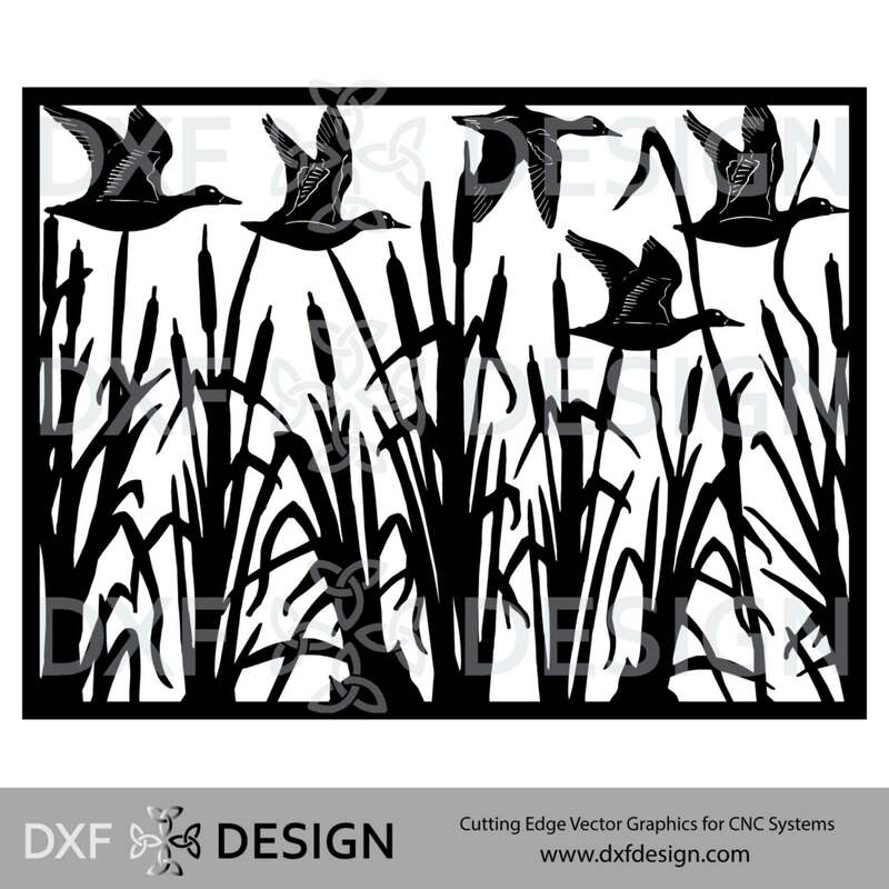 Ducks and Cattails DXF File, Silhouette Vector Art for CNC Plasma, Laser or Water Jet Cutting