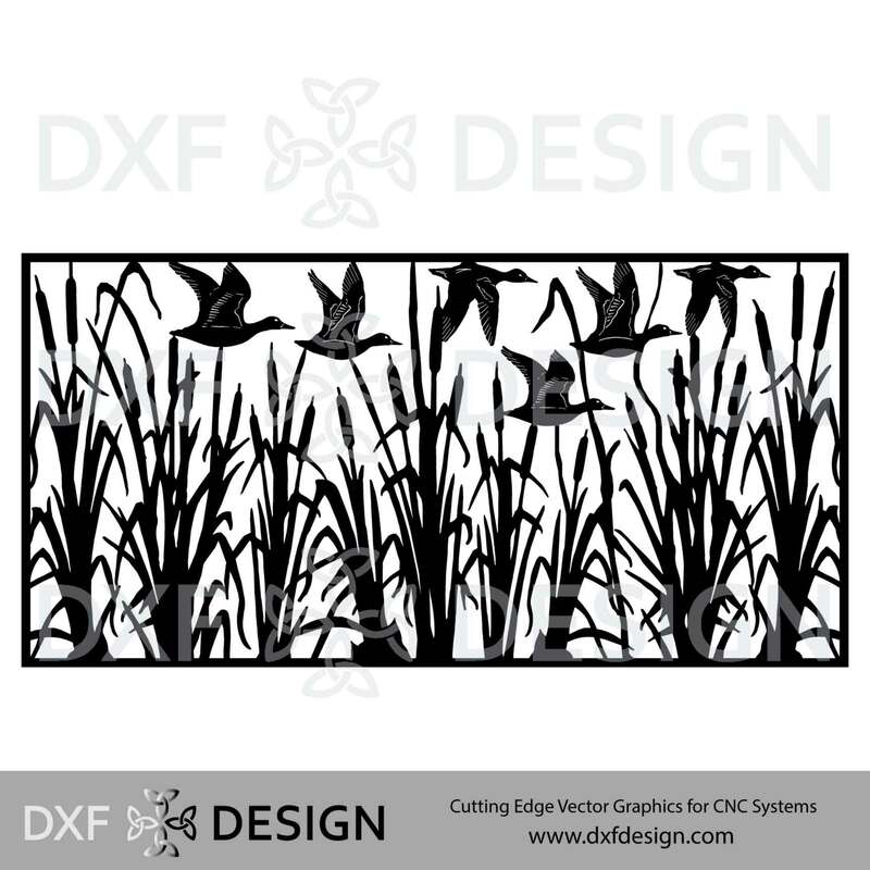 Ducks and Cattails DXF File, Silhouette Vector Art for CNC Plasma, Laser or Water Jet Cutting