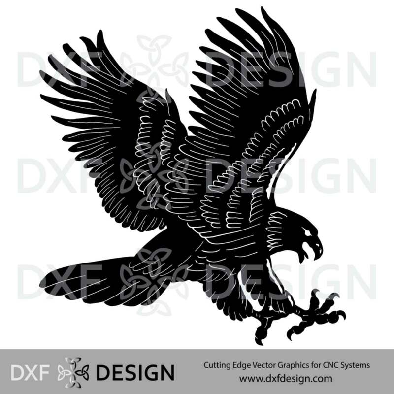 Eagle DXF File, Silhouette Vector Art for CNC Cutting