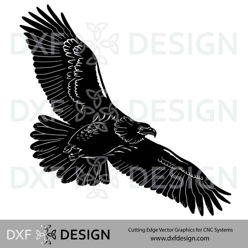 Eagle Soaring DXF File, Silhouette Vector Art for CNC Plasma, Laser or Water Jet Cutting