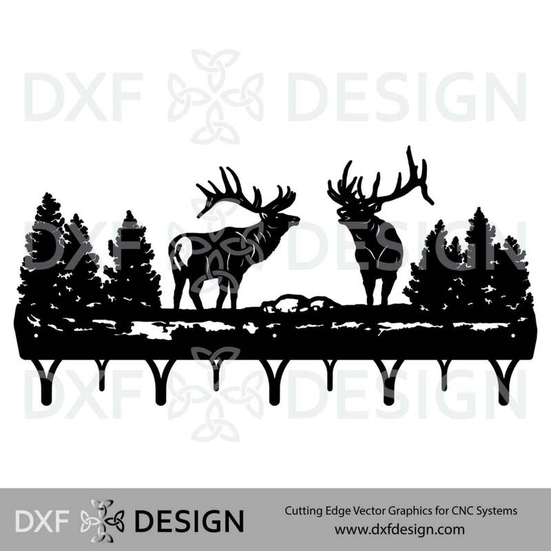 Bull Elk Coat Rack DXF File, Silhouette Vector Art for CNC Plasma, Laser or Water Jet Cutting