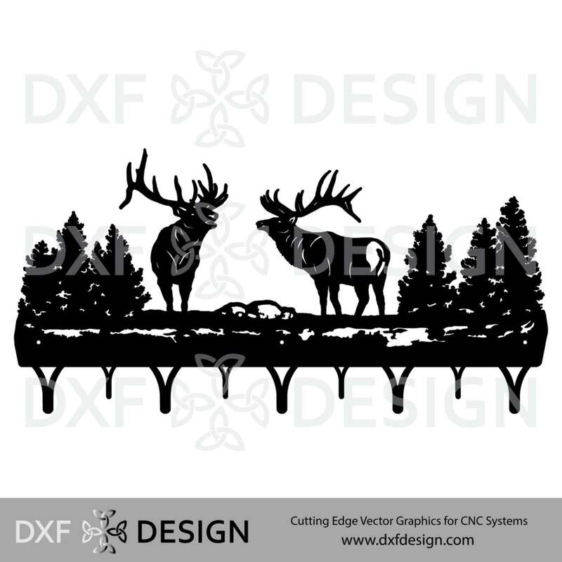 Bull Elk Coat Rack DXF File, Silhouette Vector Art for CNC Plasma, Laser or Water Jet Cutting