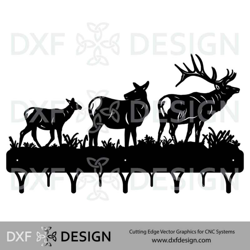 Elk Coat Rack DXF File, Silhouette Vector Art for CNC Plasma, Laser or Water Jet Cutting