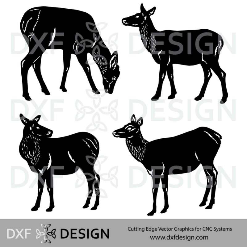 Cow and Calf Elk DXF File, Silhouette Vector Art for CNC Plasma, Laser or Water Jet Cutting