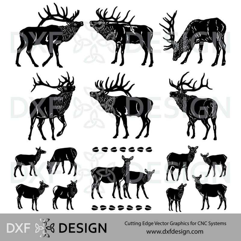 Elk DXF File, Silhouette Vector Art for CNC Plasma, Laser or Water Jet Cutting