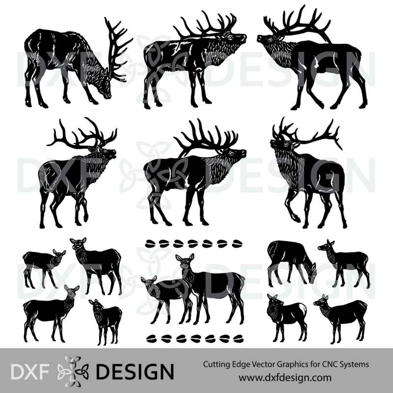 Elk DXF File, Silhouette Vector Art for CNC Cutting
