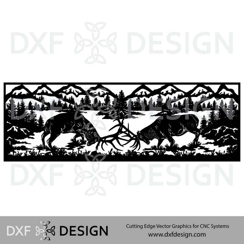 Details about   Elk Fighting Wall DXF Sign Plasma Laser Waterjet Router Plotter Cut Vector  CNC 
