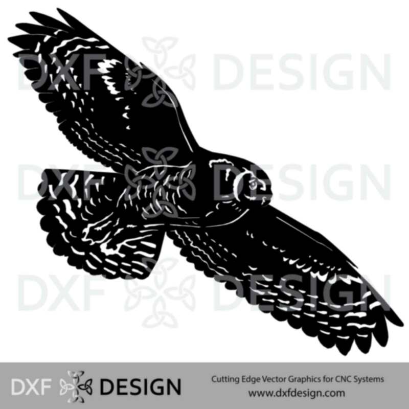 Horned Owl Flying DXF File, Silhouette Vector Art for CNC Plasma, Laser or Water Jet Cutting