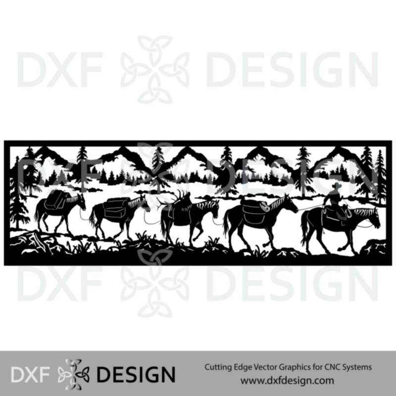 Horse Pack String DXF File, Silhouette Vector Art for CNC Plasma, Laser or Water Jet Cutting