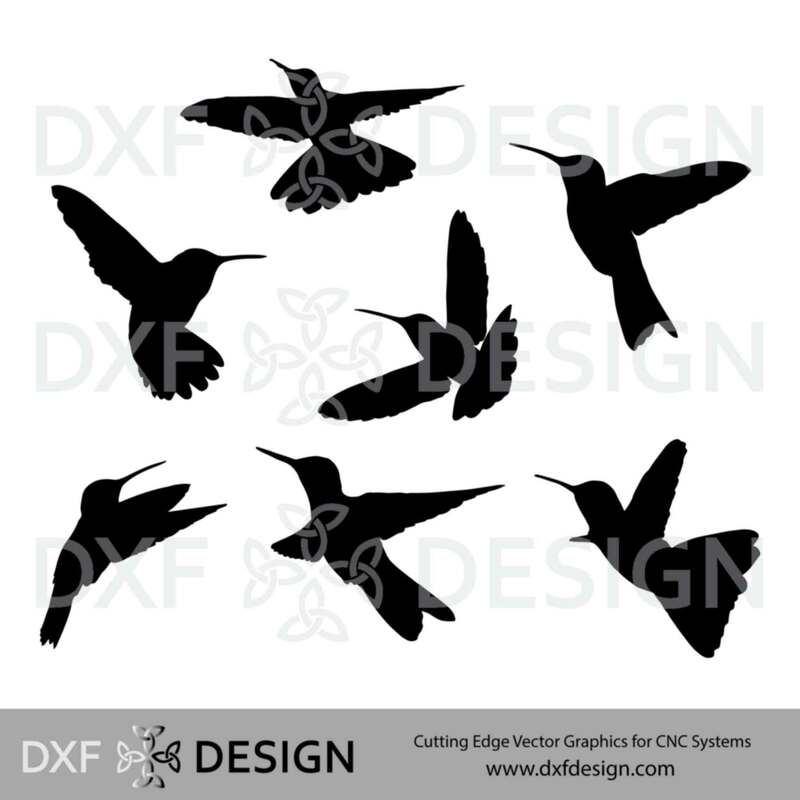 FREE DXF File, Hummingbirds Silhouette Vector Art for CNC Plasma, Laser or Water Jet Cutting