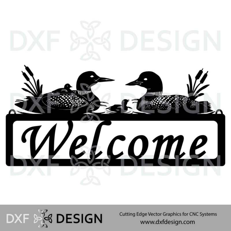Loons Welcome Sign DXF File, Silhouette Vector Art for CNC Plasma, Laser or Water Jet Cutting
