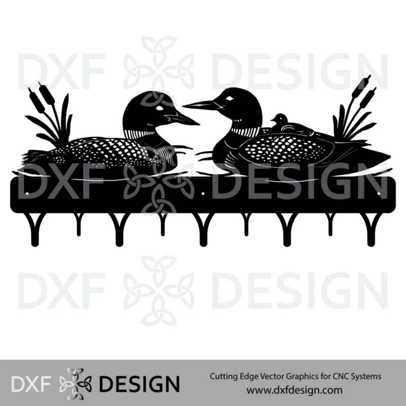 Loons Coat Rack DXF File, Silhouette Vector Art for CNC Plasma, Laser or Water Jet Cutting