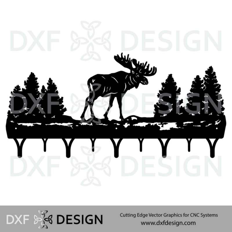 Moose Coat Rack DXF File, Silhouette Vector Art for CNC Plasma, Laser or Water Jet Cutting