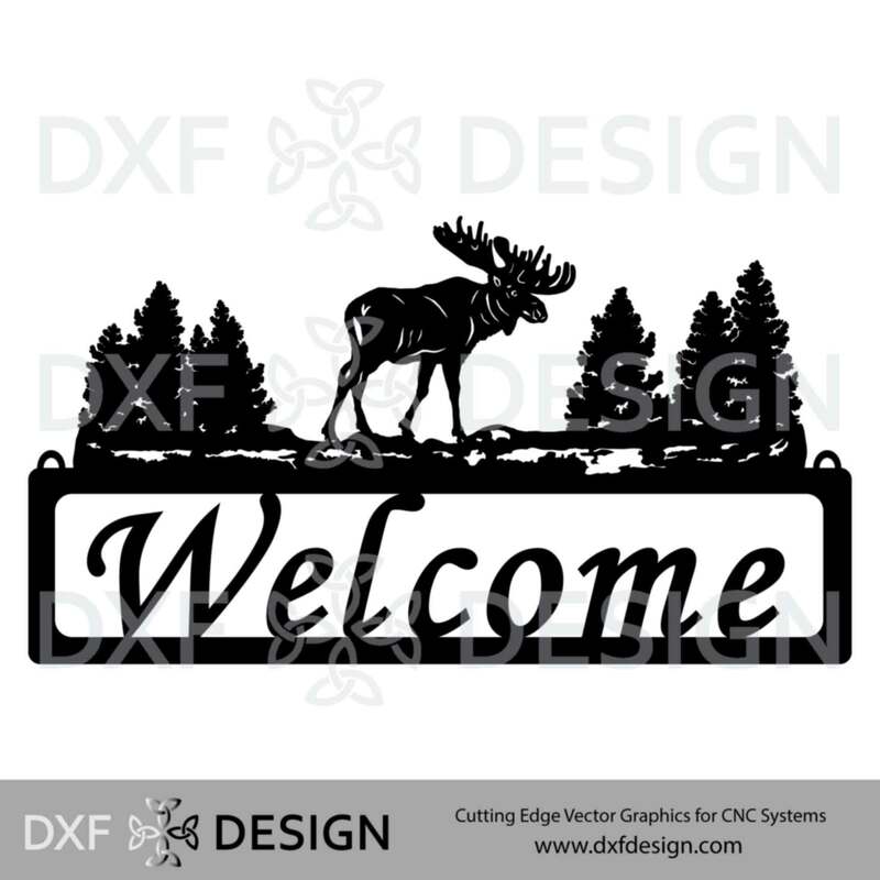 Moose Welcome Sign DXF File, Silhouette Vector Art for CNC Plasma, Laser or Water Jet Cutting