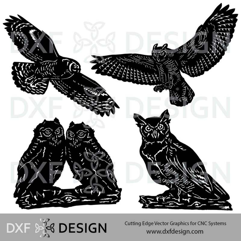 Owl Collection DXF File, Silhouette Vector Art for CNC Plasma, Laser or Water Jet Cutting