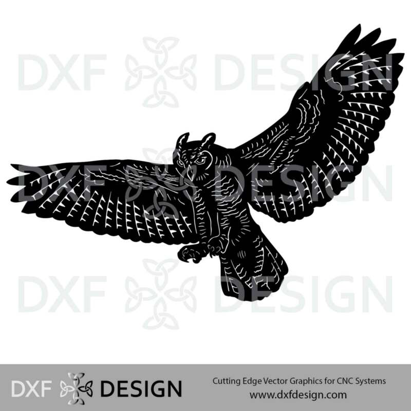 Owl Landing DXF File, Silhouette Vector Art for CNC Plasma, Laser or Water Jet Cutting