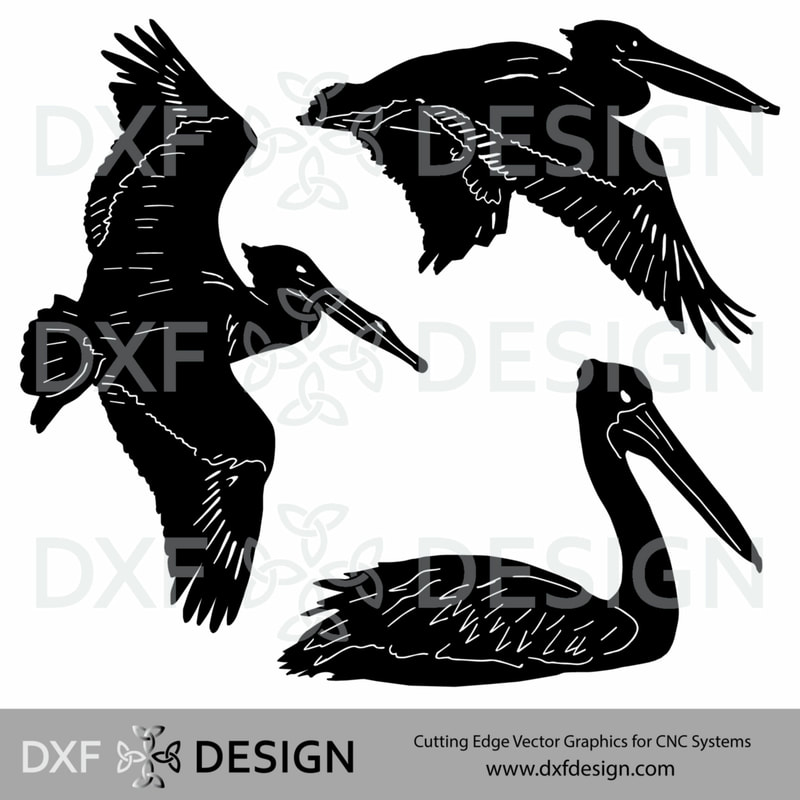 Pelicans DXF File, Silhouette Vector Art for CNC Plasma, Laser or Water Jet Cutting