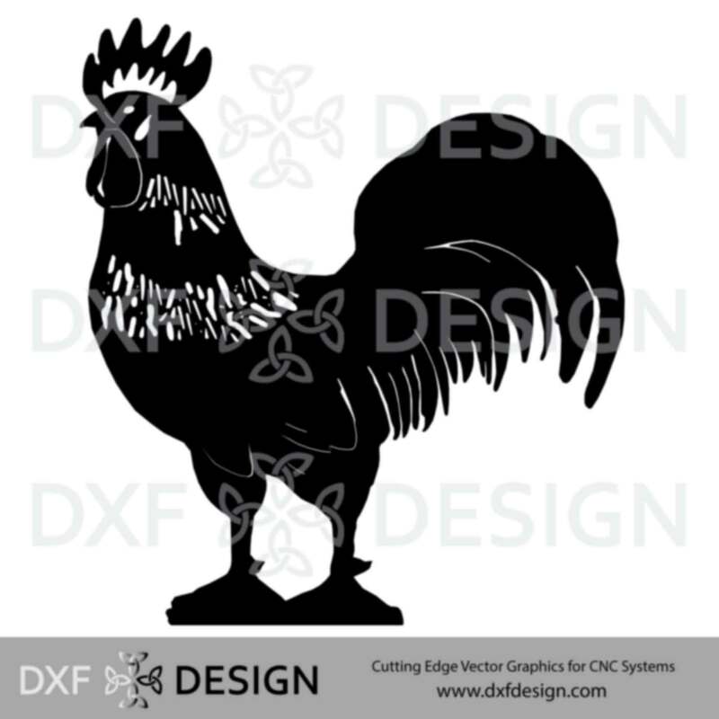 Rooster DXF File, Silhouette Vector Art for CNC Plasma, Laser or Water Jet Cutting