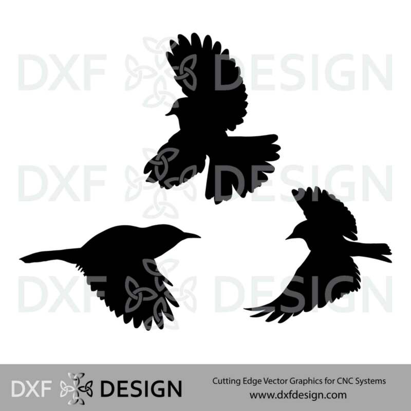 FREE DXF File, Songbirds Silhouette Vector Art for CNC Plasma, Laser or Water Jet Cutting