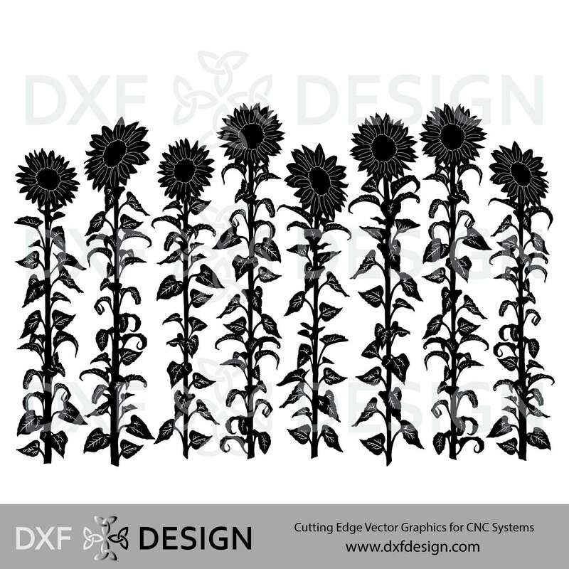 Sunflowers DXF File, Silhouette Vector Art for CNC Plasma, Laser or Water Jet Cutting