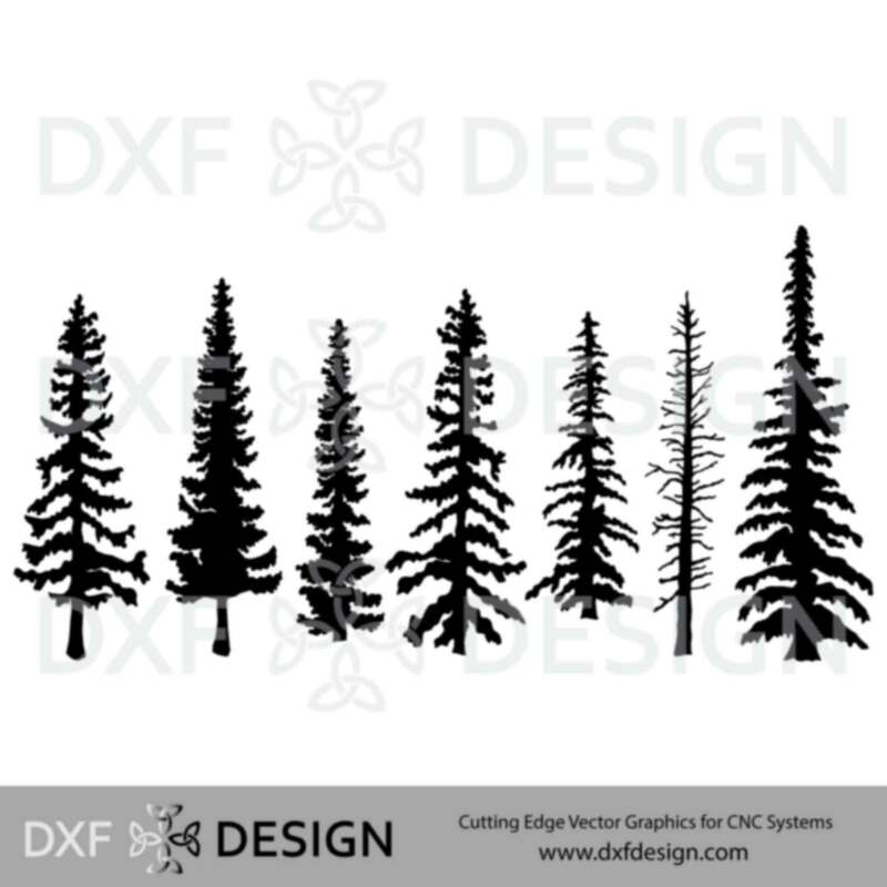 Trees DXF File, Silhouette Vector Art for CNC Plasma, Laser or Water Jet Cutting
