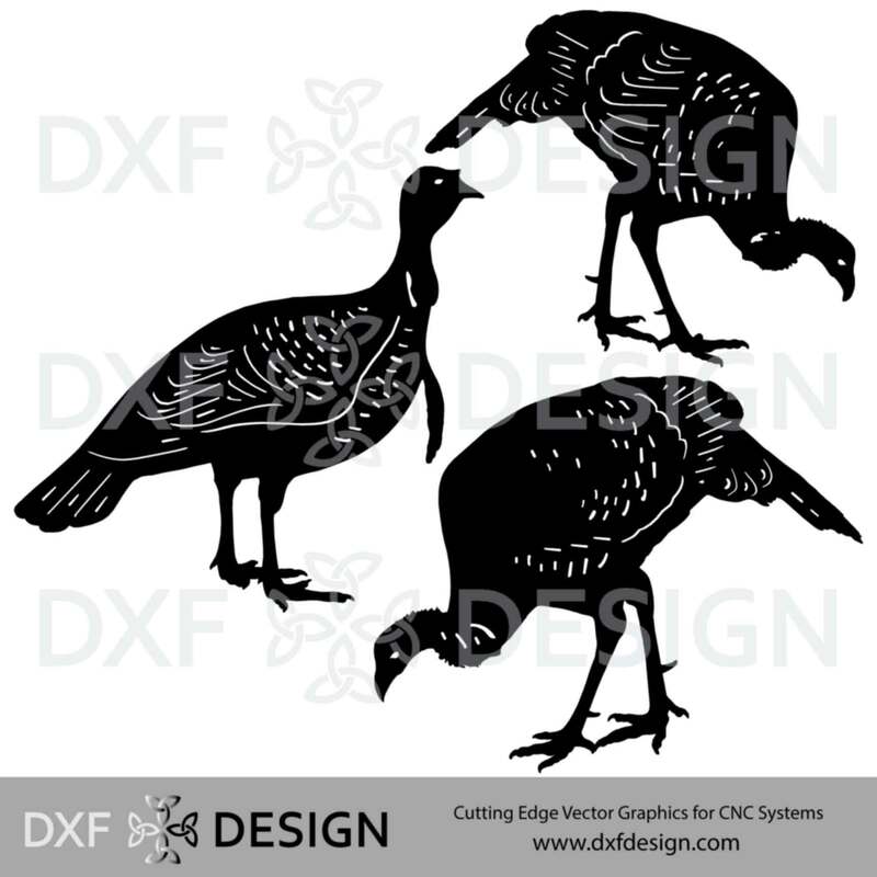Turkeys DXF File, Silhouette Vector Art for CNC Plasma, Laser or Water Jet Cutting