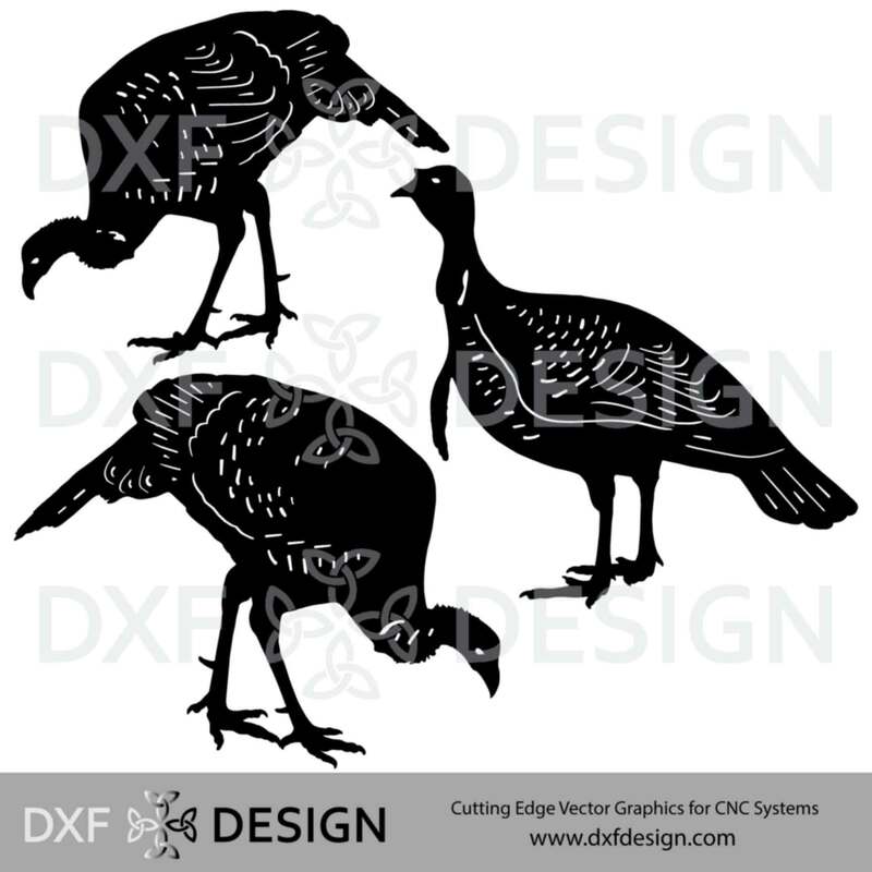Turkeys DXF File, Silhouette Vector Art for CNC Plasma, Laser or Water Jet Cutting