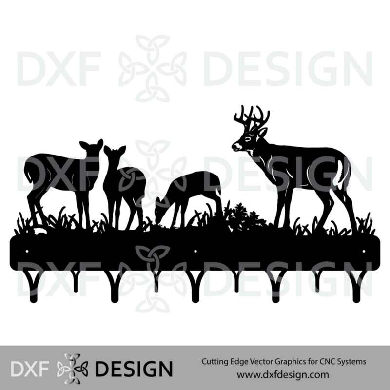 Whitetail Deer Coat Rack DXF File, Silhouette Vector Art for CNC Plasma, Laser or Water Jet Cutting