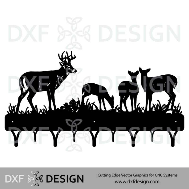 Whitetail Deer Coat Rack DXF File, Silhouette Vector Art for CNC Plasma, Laser or Water Jet Cutting