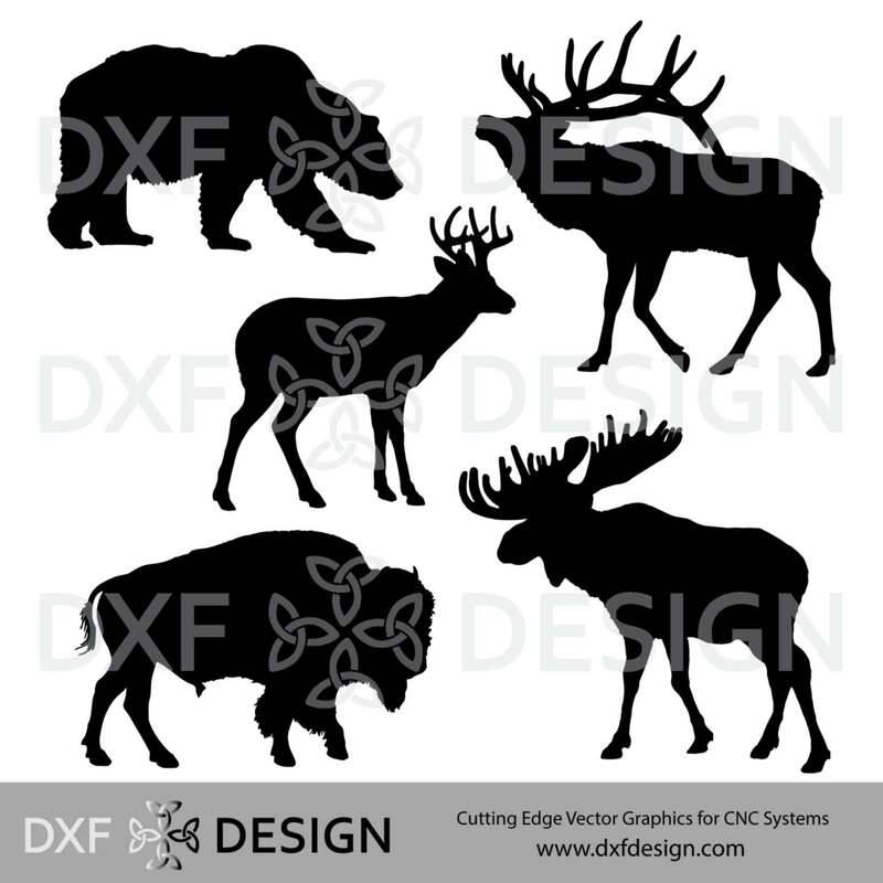 Wildlife DXF File, Silhouette Vector Art for CNC Cutting