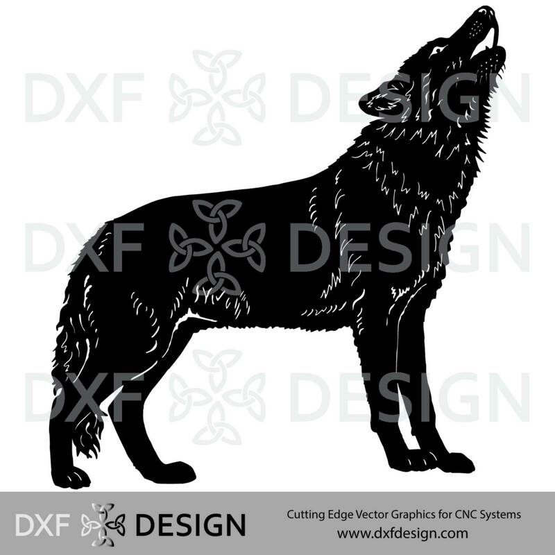 Wolf Howling DXF File, Silhouette Vector Art for CNC Plasma, Laser or Water Jet Cutting