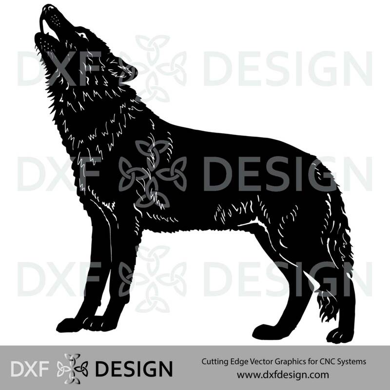 Wolf Howling DXF File for CNC Plasma, Laser or Water Jet Cutting
